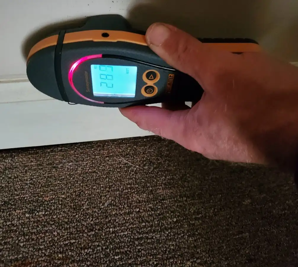 Moisture detection at baseboard during Burst Pipe Cleanup in Bedminster