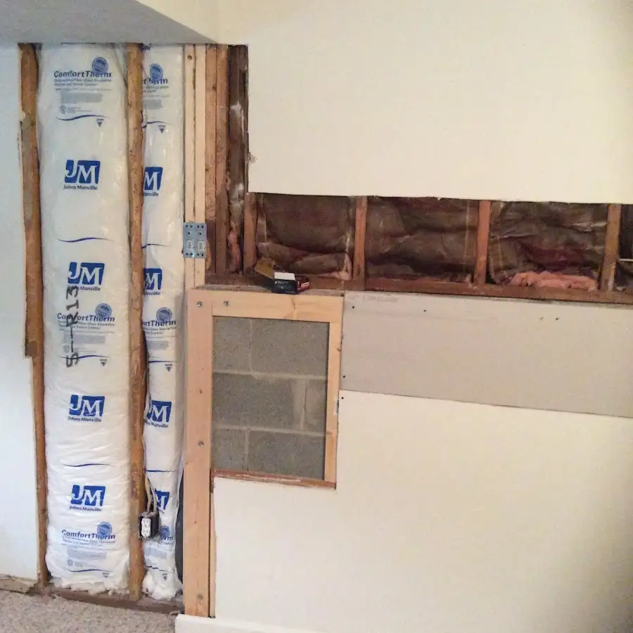Wall insulation replacement during Basement Flood Cleanup in Bedminster